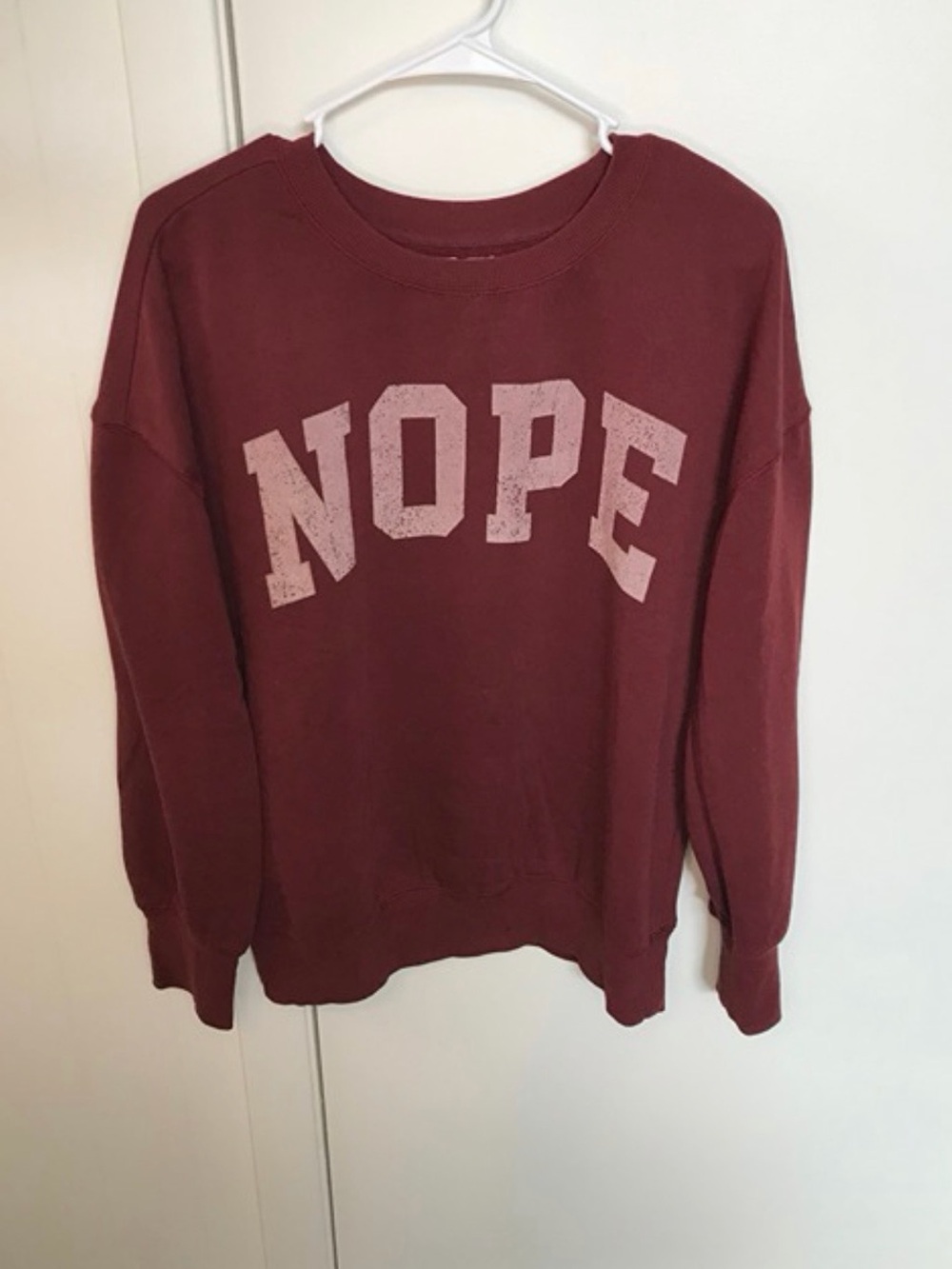 Maurices 'NOPE' Graphic Crewneck Sweater - Maroon